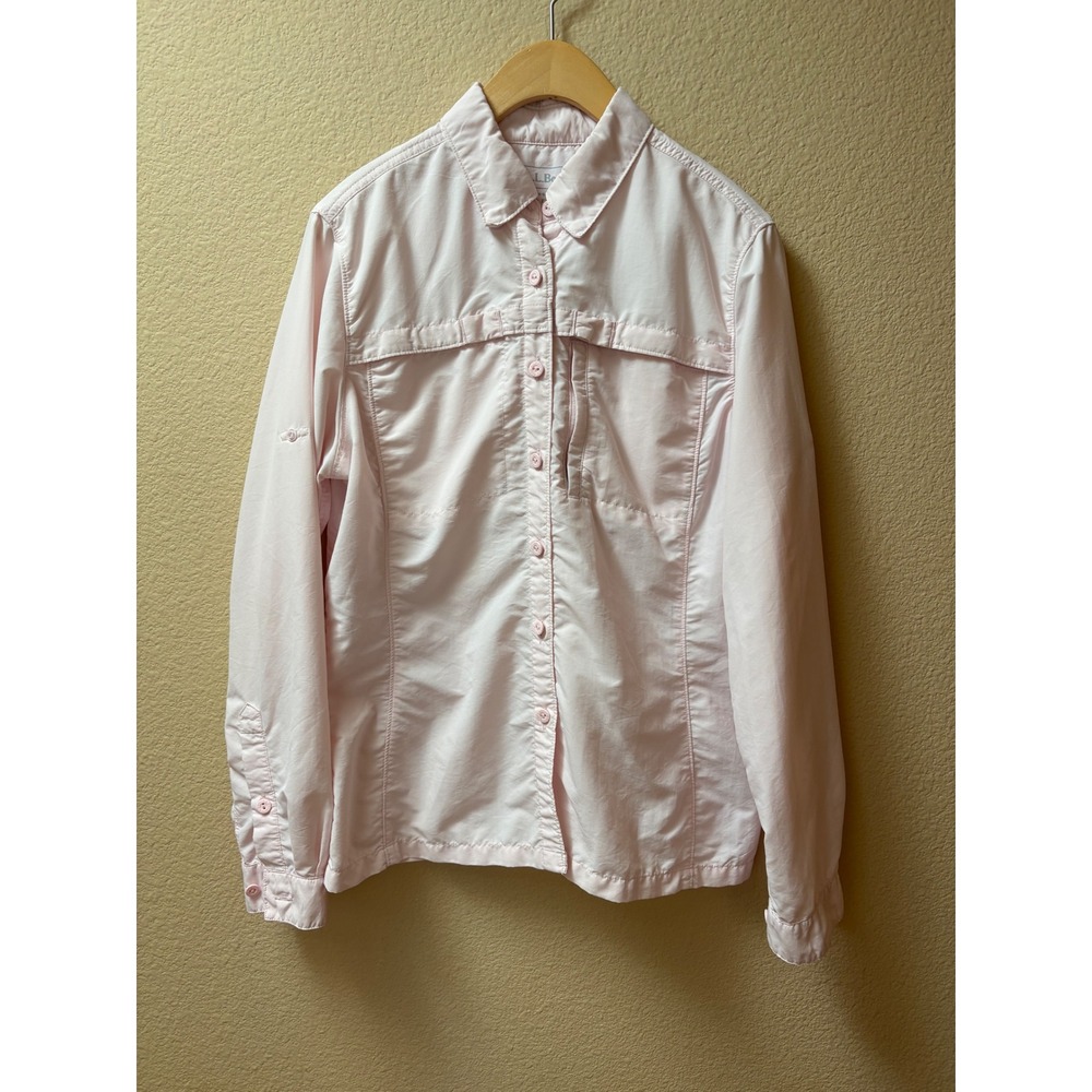 LL Bean Tropicwear Shirt Small Pink Long Sleeve Hiking Fishing Ventilated